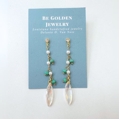 Pearl and Turquoise Drop Earrings