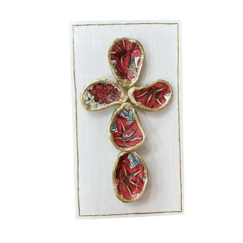 Poinsettia Oyster Shell Cross