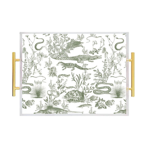 "Green Swamp Toile" Acrylic Tray