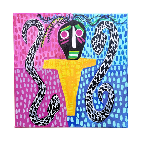 "Swampy Voodoo" Mixed-Media on Canvas 12"x12"