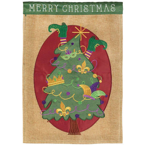 Mardi Gras Merry Christmas Garden Flag