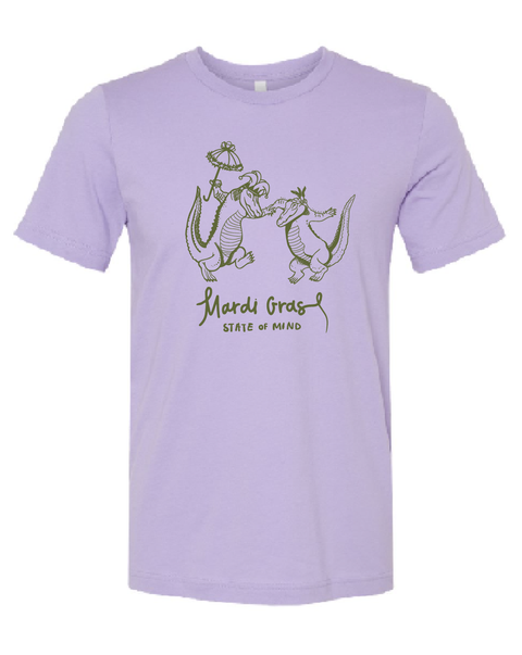 Mardi Gras State Of Mind T-Shirt- Dark Lavender
