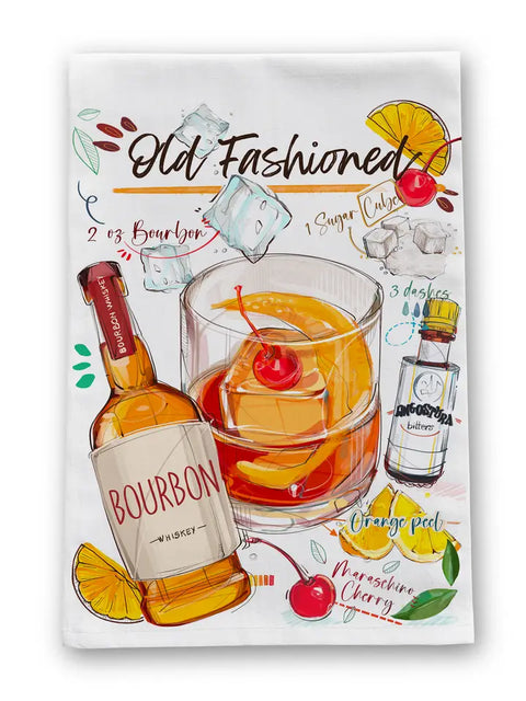 Old Fashioned Bourbon Recipe Tea Towel