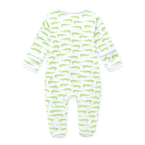 Bayou Baby Print Zip Footie - Light Blue - 318 Art & Frame