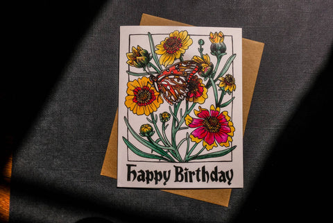 Happy Birthday Flowers Card