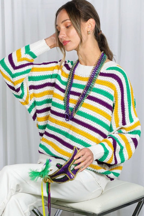 Multi Striped Mardigras Sweater