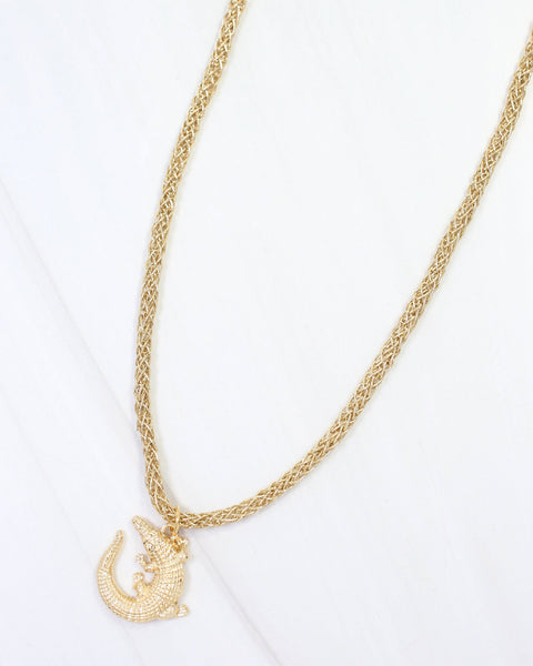 Corie Cord Necklace Alligator Gold