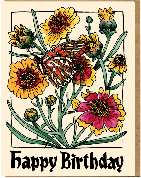 Happy Birthday Flowers Card