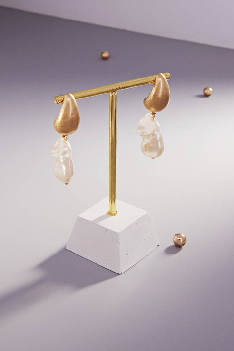 Double Irregular Shaped Metal Post Earrings