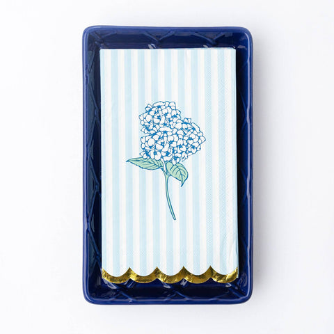 Navy Textured Ceramic Guest Towel Tray, styled - 318 Art & Frame
