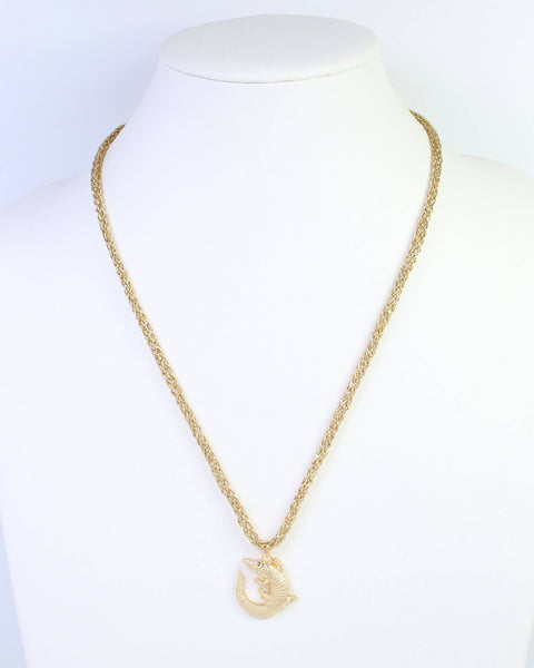 Corie Cord Necklace Alligator Gold
