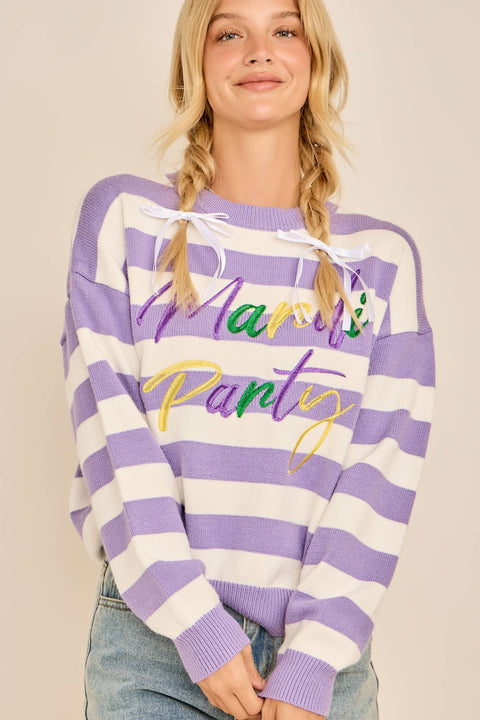 Mardi Party Striped Knit Sweater