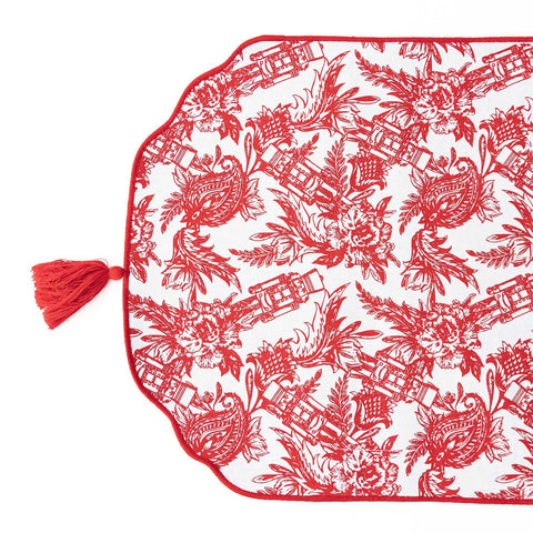 Nutcracker Toile Reversible Tassel Table Runner