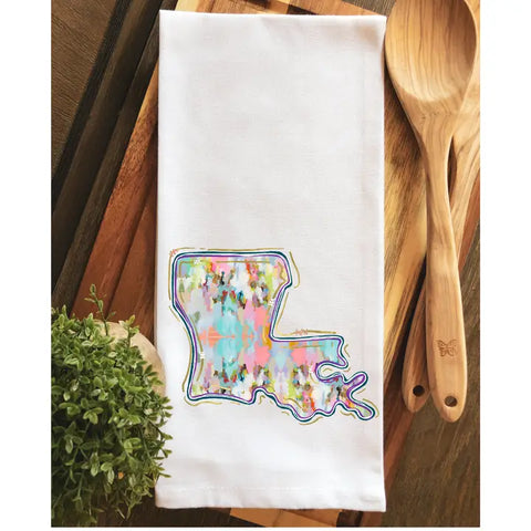 Louisiana Watercolor Tea Towel