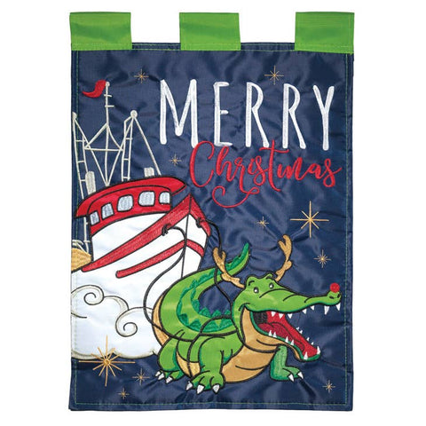 Christmas Alligator Garden Flag