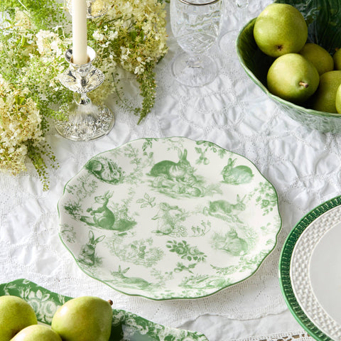 Bunny Garden Toile Round Platter 13in - 318 Art & Frame