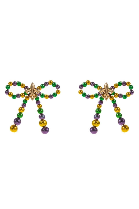 Mardi Gras Bow Post Earrings