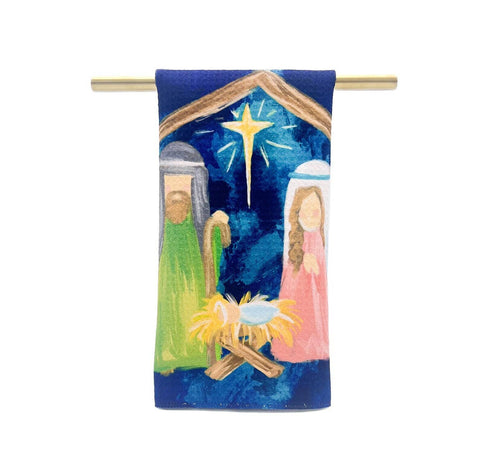 Navy Nativity Tea Towel