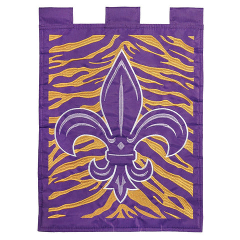 Tiger Stripe Fleur de Lis Garden Flag