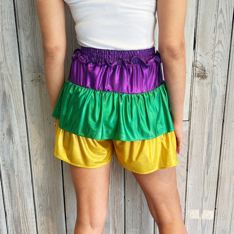 Nolaverse Mardi Gras Metallic Layered Skort