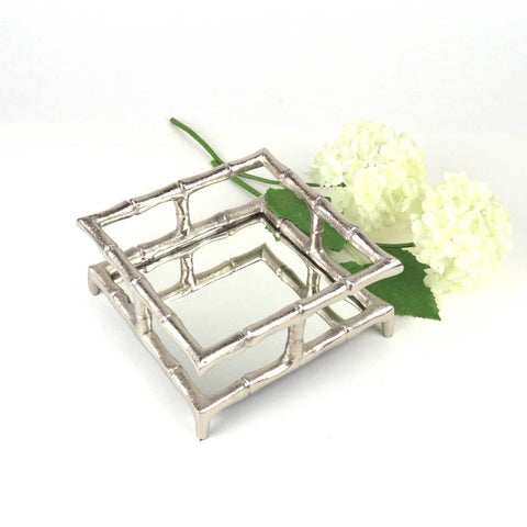 Silver Bamboo Cocktail Napkin Tray, angle view - 318 Art & Frame