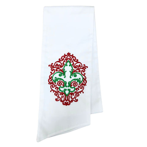 Christmas Fleur de Lis Wreath Sash