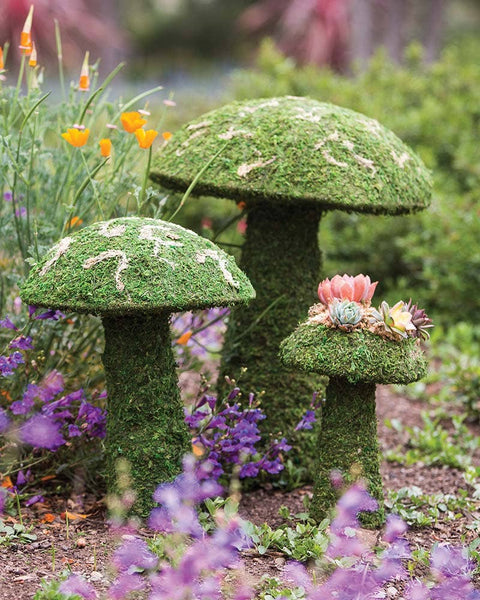 Deco Moss Mushroom Planter 14"