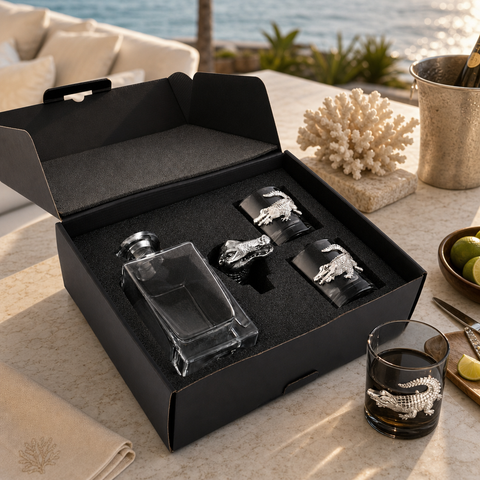 Alligator Decanter Set with Glasses