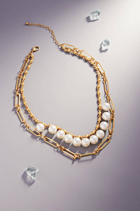Elegance Perl Metal Necklaces Layered Necklace