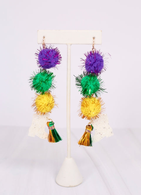 Majorette Boot Pom Pom Earrings