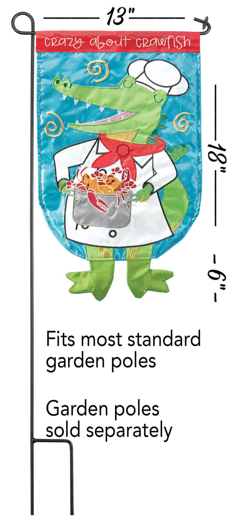 Crazy About Crawfish Alligator Garden Flag