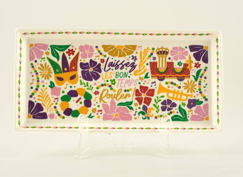 Trinket Tray - Mardi Gras Flowers