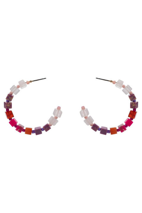 Shoreline Mixed Stone Bead Hoop Earrings