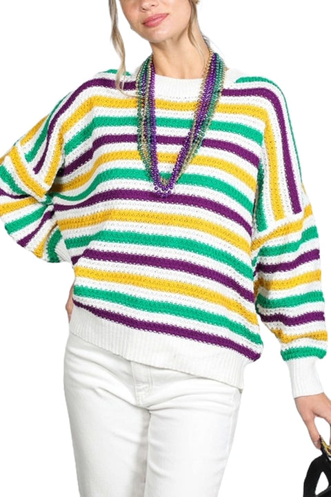 Multi Striped Mardigras Sweater