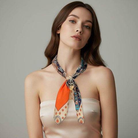 Hammered Metal Heart Pendant Chain Fabric Scarf Layered Necklace - 318 Art & Frame