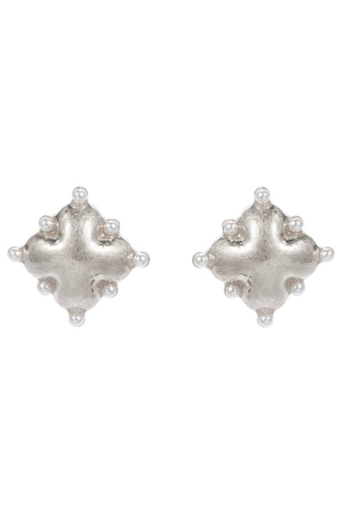Domed Clover Pearl Post Earrings - 318 Art & Frame