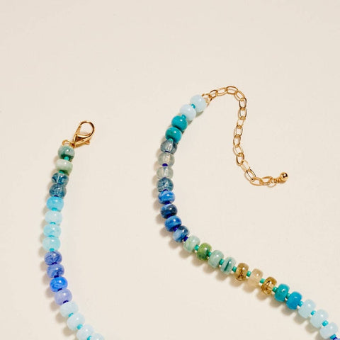 Ombre Beaded Necklace with Ceramic Seashell Pendant