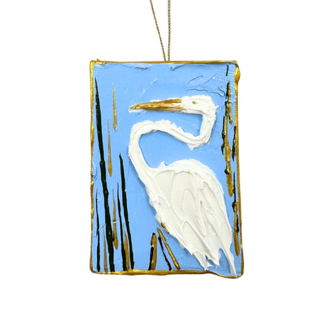 Textured Egret Ornament