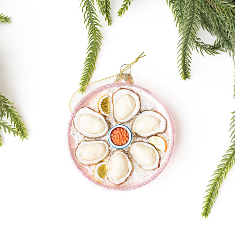 Oyster Bowl Glass Christmas Ornament, in gift box - 318 Art & Frame