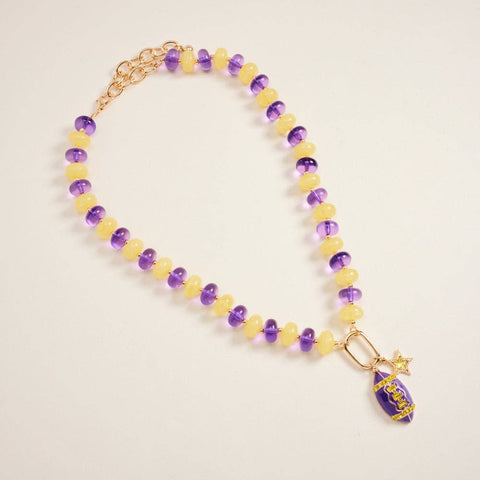 Purple and Gold Football Necklace