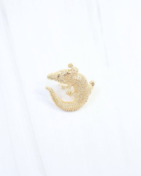 Sally Scarf Slide Alligator Gold
