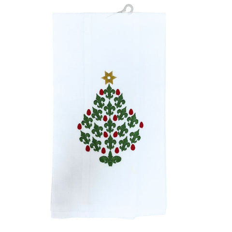 Fleur de Lis Christmas Tree Kitchen Towel