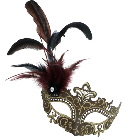 Laser Cut Mardi Gras Mask with Feathers