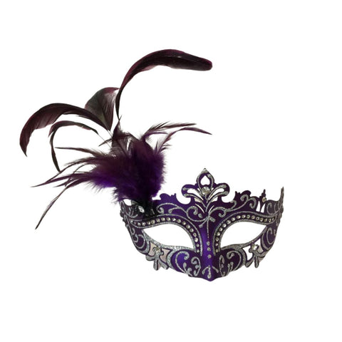 Laser Cut Mardi Gras Mask with Feathers