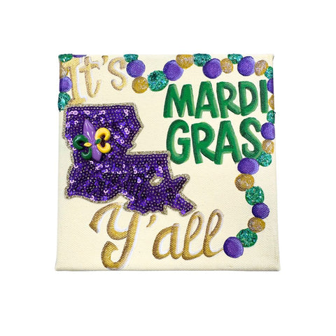 Mardi Gras Y'all Canvas 6x6