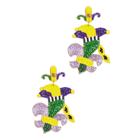 Mardi Gras Clown Earrings