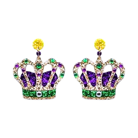 Mardi Gras Glitter Tiara Earrings