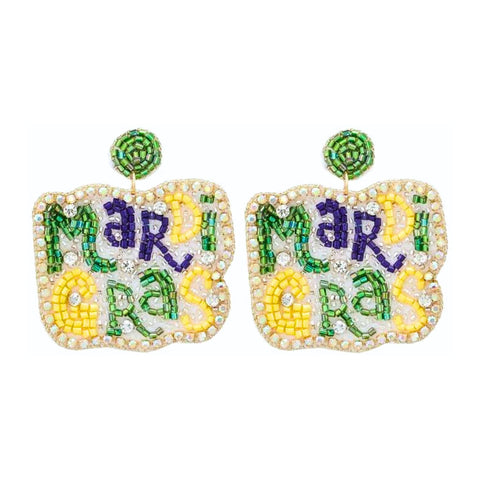 Mardi Gras Beaded Earrings