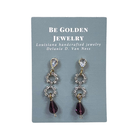 Rhinestone and Amethyst Earrings