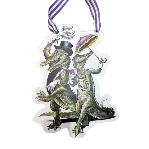 Second Line Alligator Mardi Gras Door Hanger